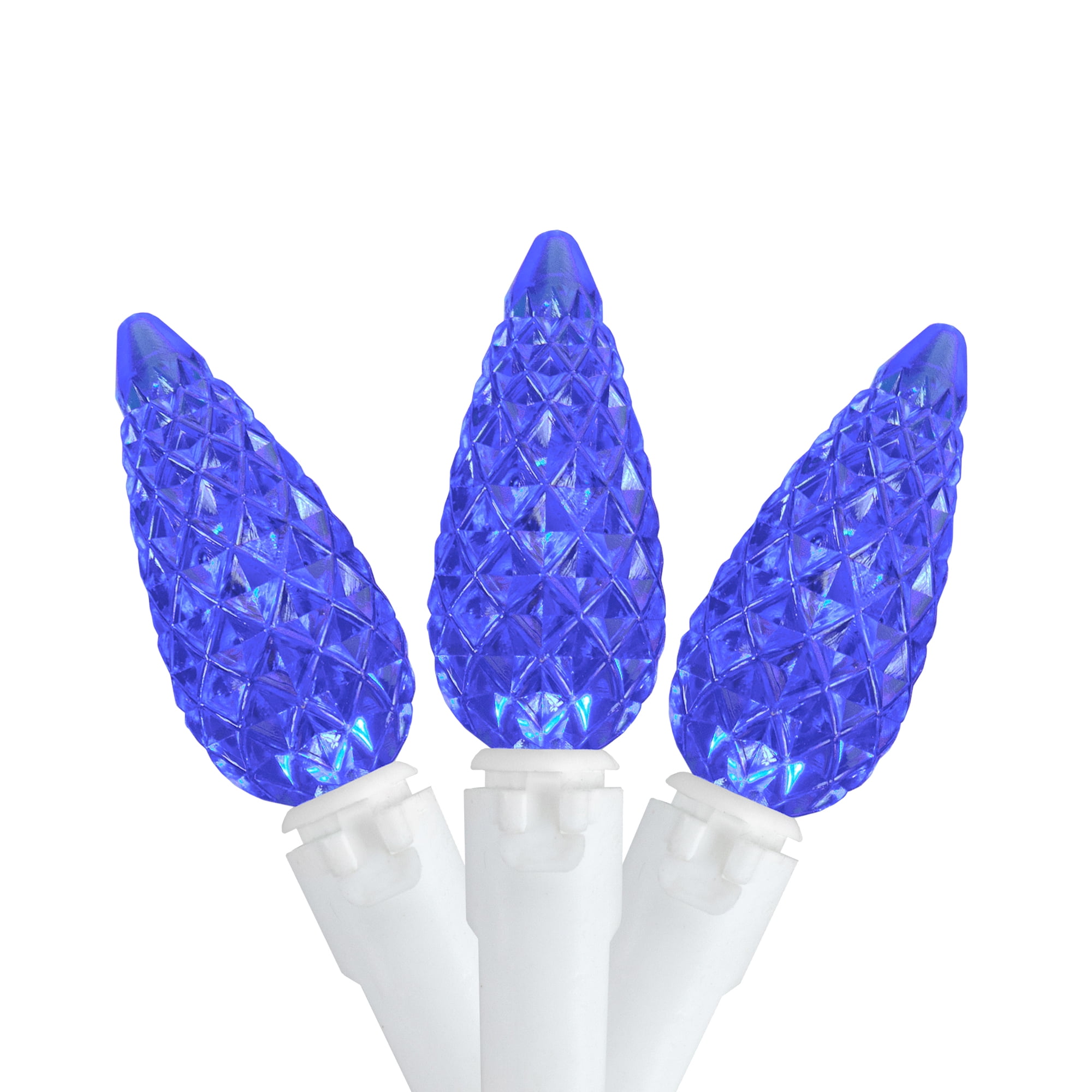 Northlight 70 Count Blue LED C6 Faceted Christmas Lights, 22.5 ft White