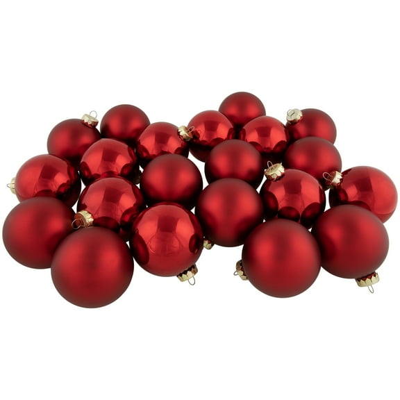 72ct Red 2-Finish Glass Christmas Ball Ornaments 4" (100mm)
