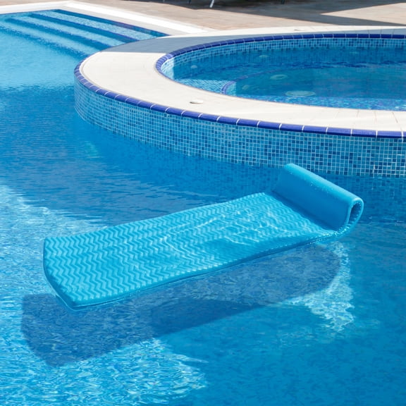 Northlight 74" Icy Blue Floating Foam Swimming Pool Mattress Lounger with Head Rest