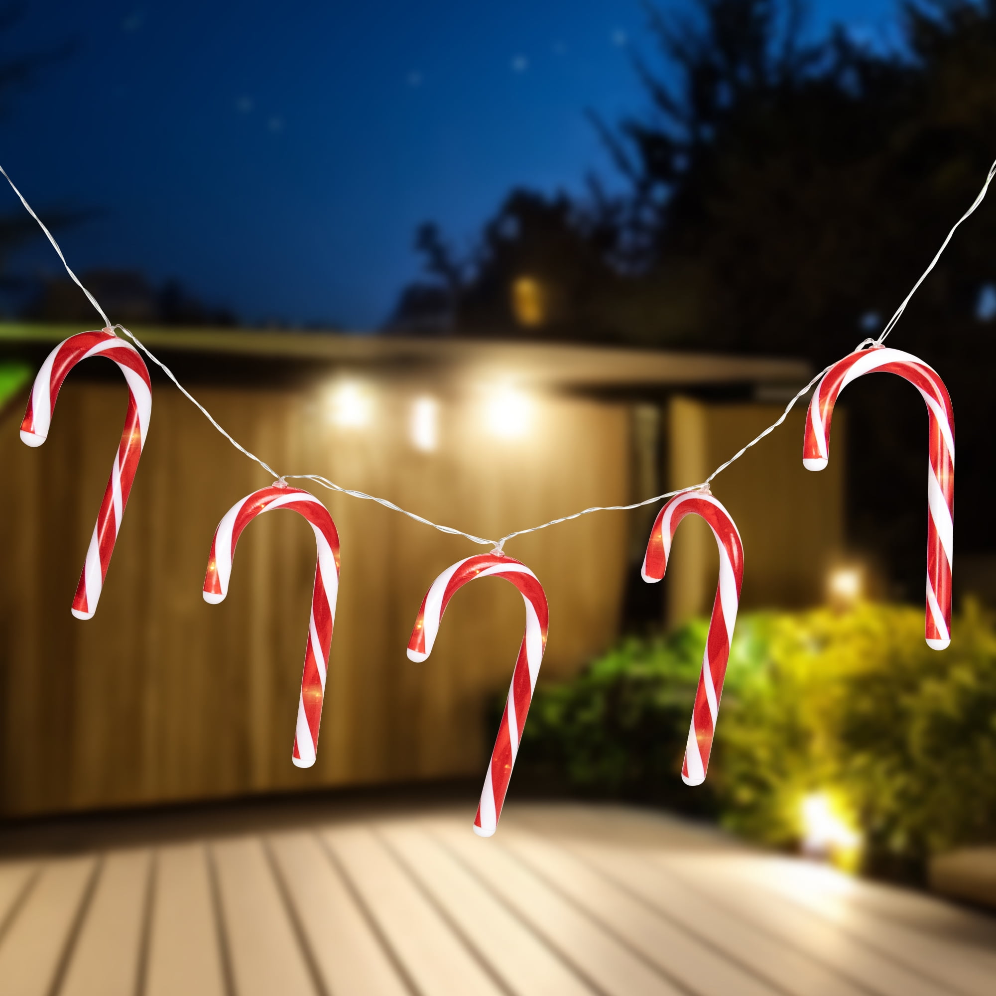 Battery Powered Warm White LED Christmas Candy Cane Lights
