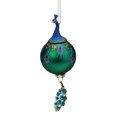 thumbnail image 1 of 8.5" Blue and Teal Peacock Bird with Sequin Tail Glass Ball Christmas Ornament, 1 of 2