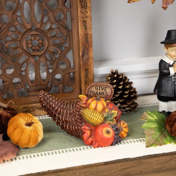 Northlight Bountiful Give Thanks Fall Harvest Cornucopia Decoration - 8.5"