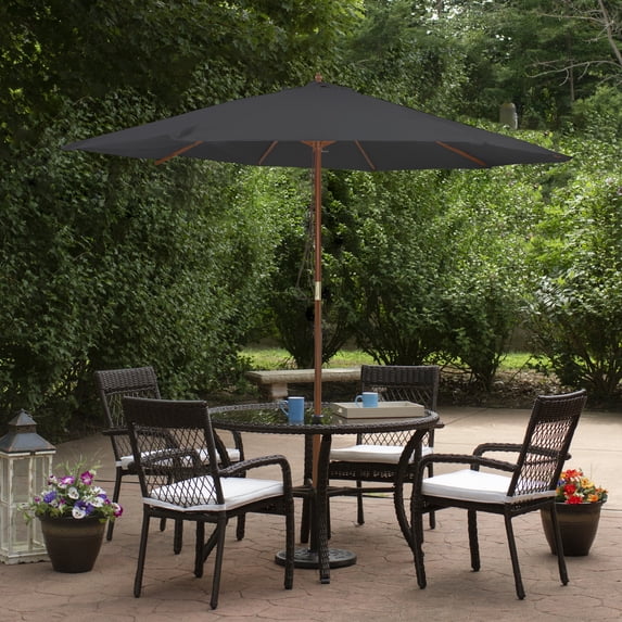 Northlight 8.5ft Outdoor Patio Market Umbrella with Wooden Pole, Gray