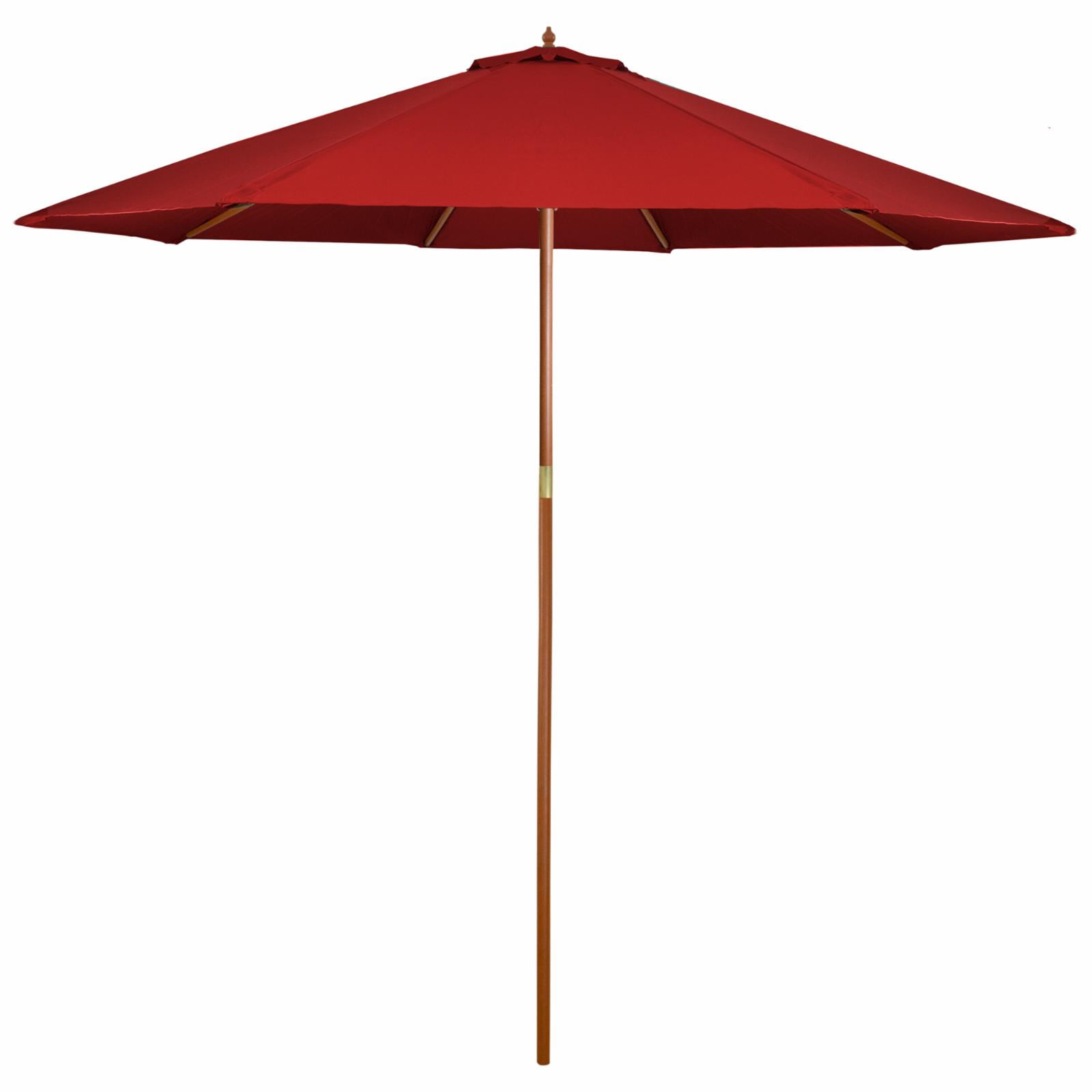 Red 9ft Octagon Outdoor Market Umbrella with Wooden Pole