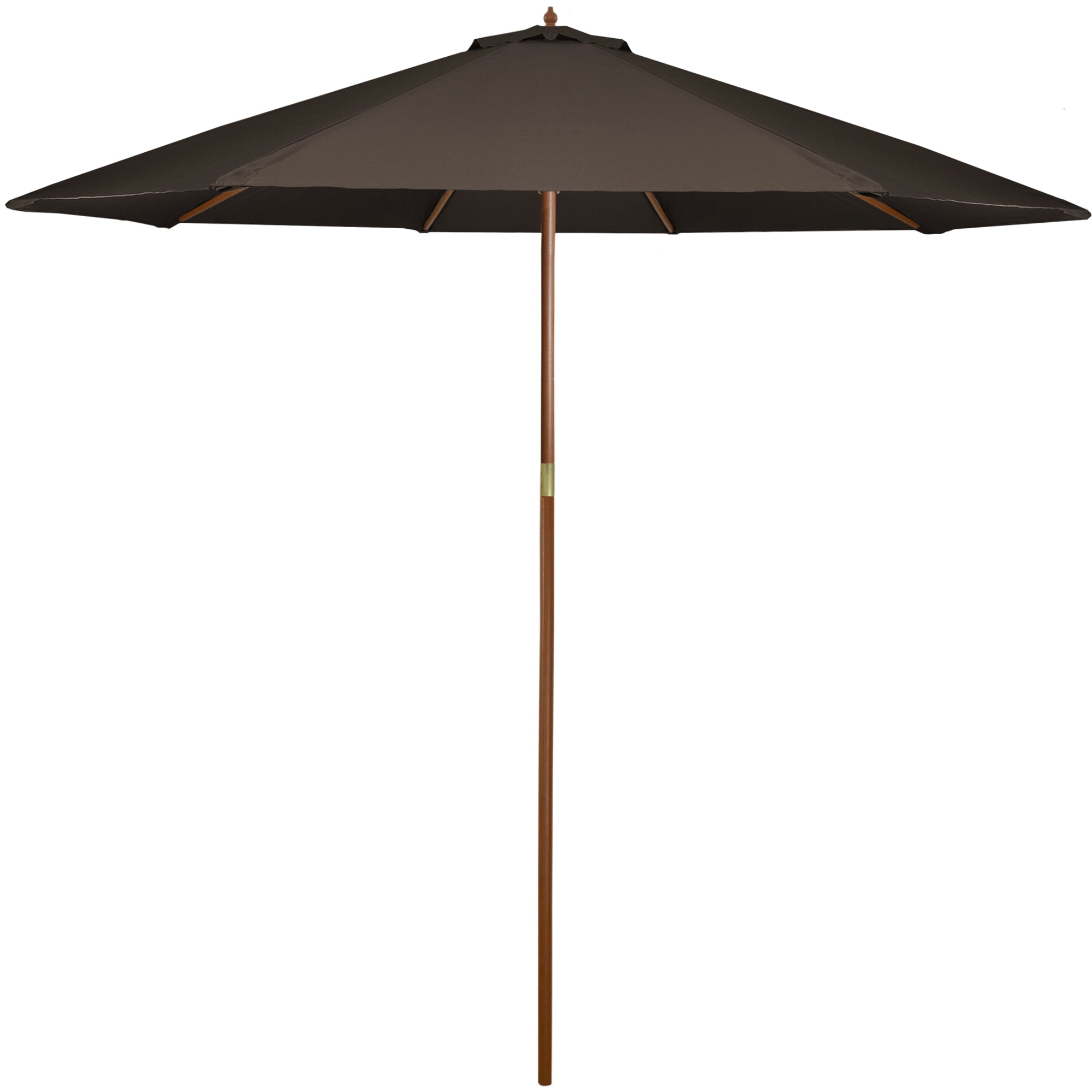 9ft Outdoor Patio Market Umbrella with Wooden Pole, Brown