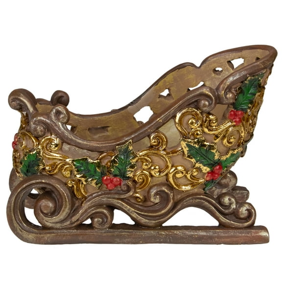 Northlight 8.75" Brown and Gold Sleigh Tabletop Christmas Decoration