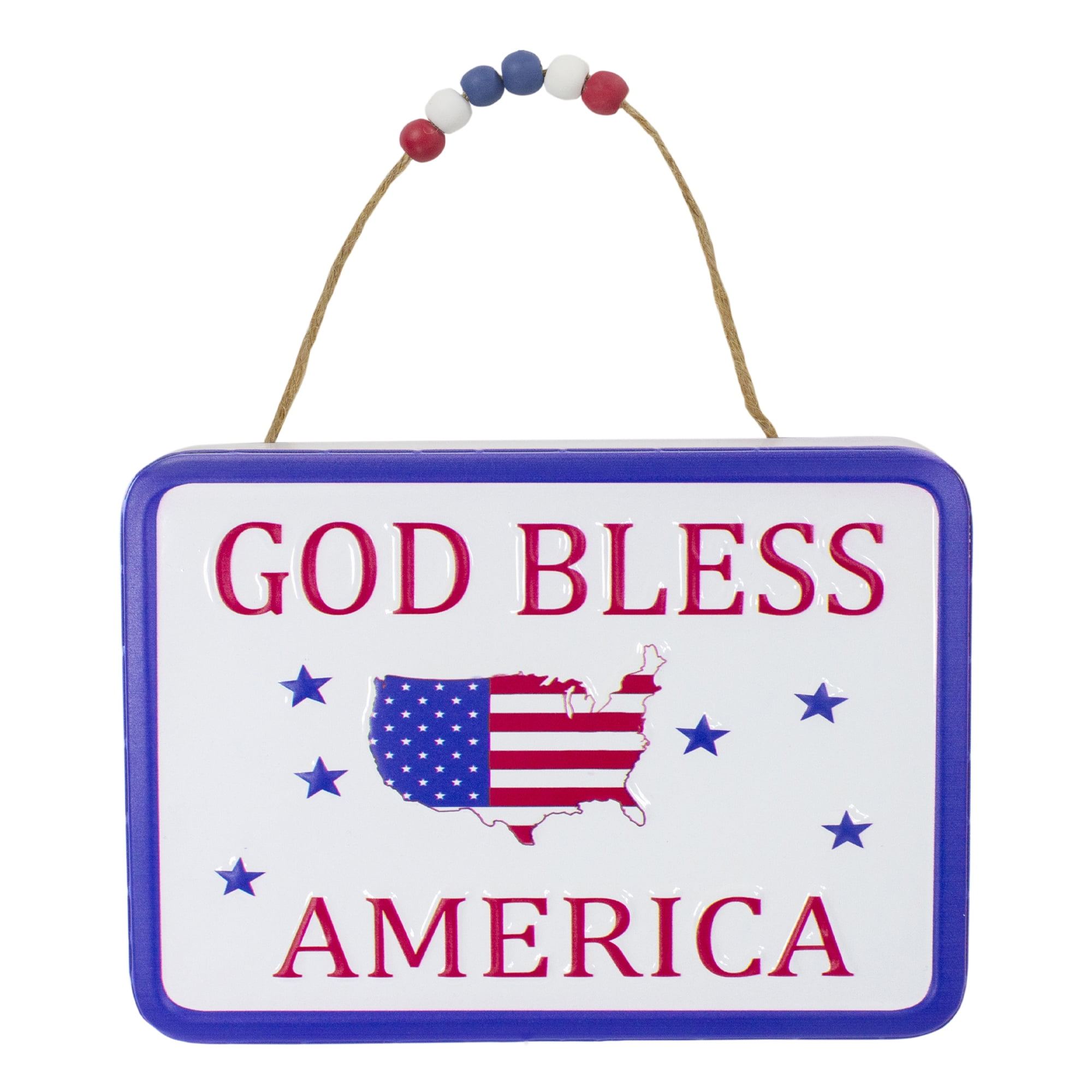 Patriotic Red, White, and Blue Metal Wall Sign with Stars