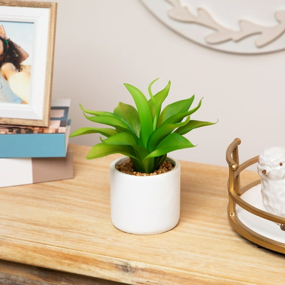 Northlight Artificial Mini Foxtail Agave Plant in a White Pot - 8"