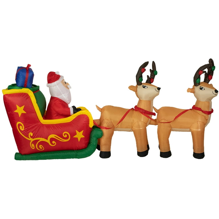 Santa sleigh and reindeer outdoor decoration deals