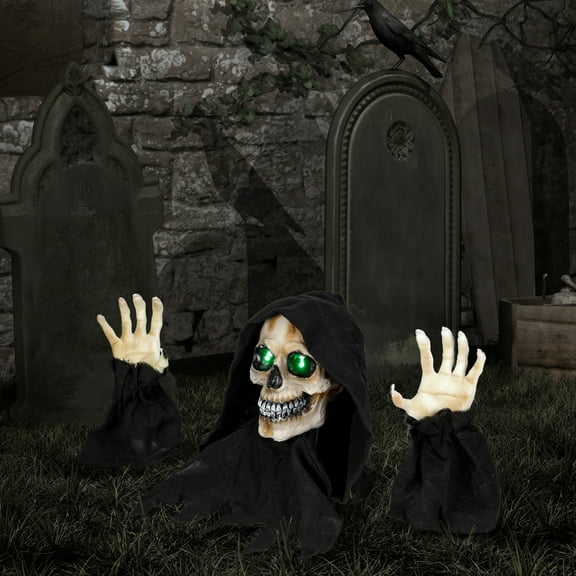 Northlight LED Lighted Grim Reaper with Sound Outdoor Halloween Decoration - 8"