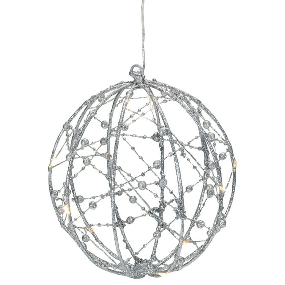 Northlight LED Lighted Silver Wire Christmas Ball Decoration - Warm White Lights - 8"