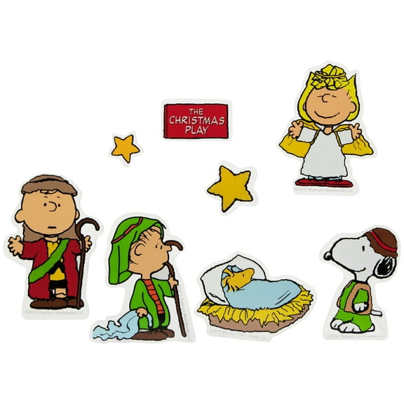 Northlight 8-Piece Peanuts Christmas Nativity Double Sided Window Cling Decorations