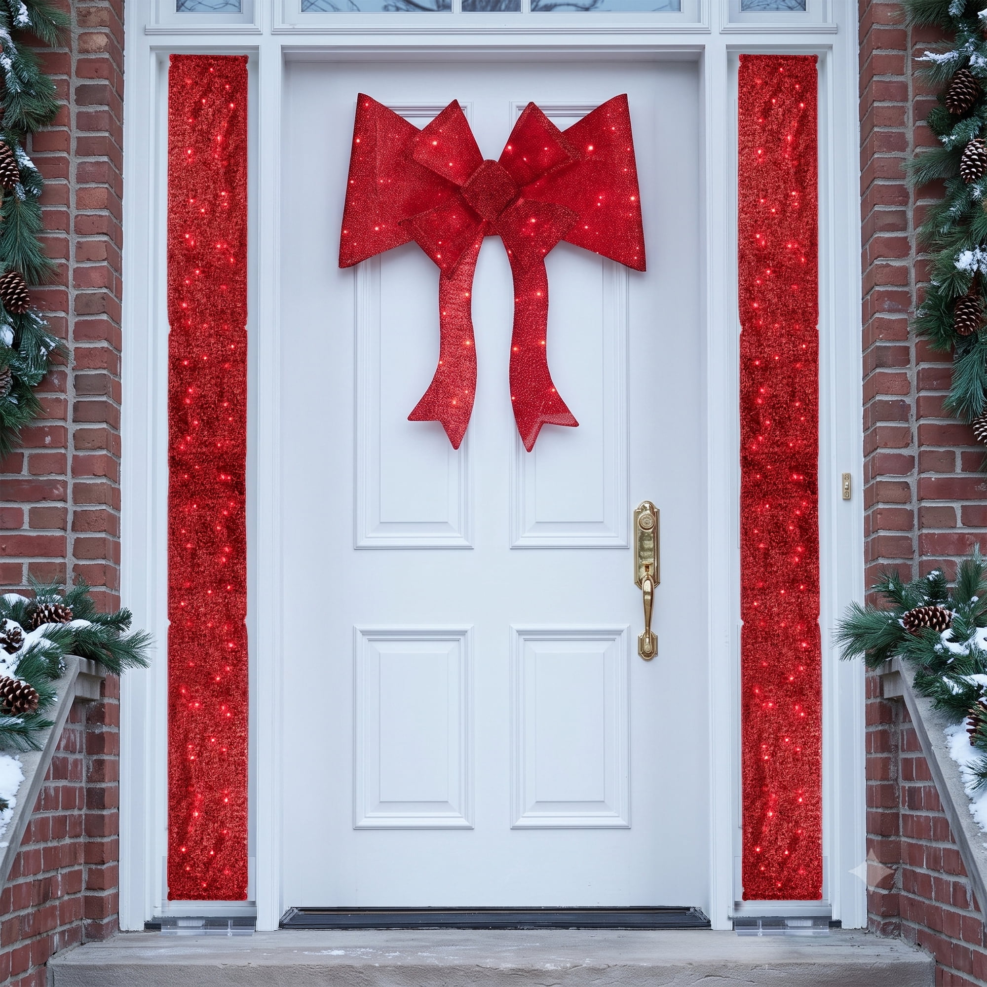 Northlight LED Lighted Christmas Doorway Arch Decoration with Bow - 9.5' - Red
