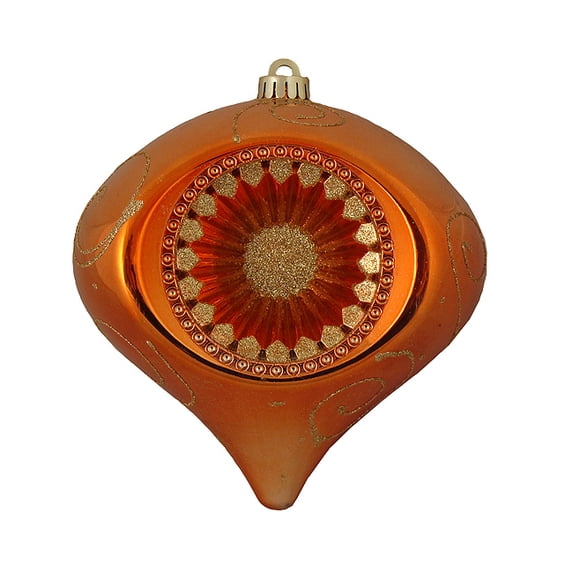 Northlight 8" Retro Reflector Shatterproof Onion Drop Christmas Ornament - Orange/Gold