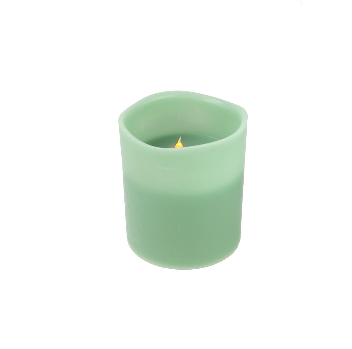 Northlight 8" Sage Green Battery Operated Flameless LED Lighted 3-Wick ...