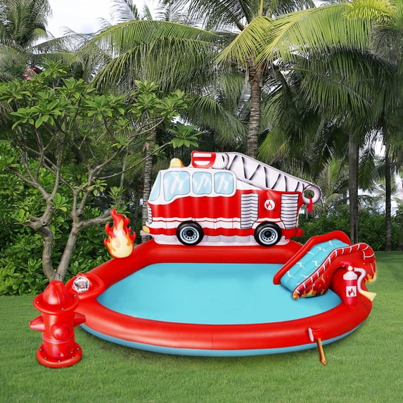 Northlight 82" Fire Engine Inflatable Swimming Spray Pool and Play Center