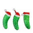thumbnail image 1 of Northlight 8ct Battery Operated Musical LED Pickles with Santa Hats Christmas Lights White - 6', 1 of 2