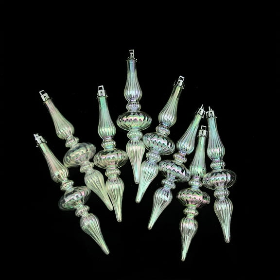 Northlight 8ct Iridescent Shatterproof Finial Christmas Ornament Set 5.25" - Clear