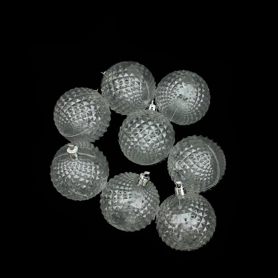 Northlight 8ct Transparent Diamond Cut Shatterproof Christmas Ball Tree Ornament Set 2.5" - Clear