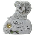 thumbnail image 1 of Northlight 9.25" Gray Solar Powered "Welcome to Our Garden" Angel Outdoor Garden Statue, 1 of 5