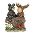 thumbnail image 1 of Northlight 9.75" Black Bear and Moose "Welcome" Outdoor Garden Statue, 1 of 5