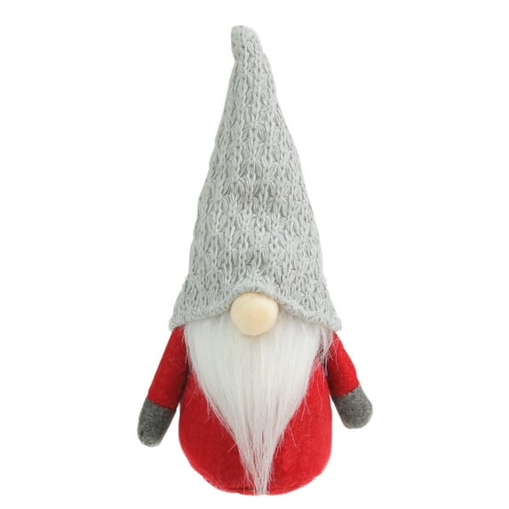 9.5" Gray and Red Gnome with Hat Table Top Christmas Decoration