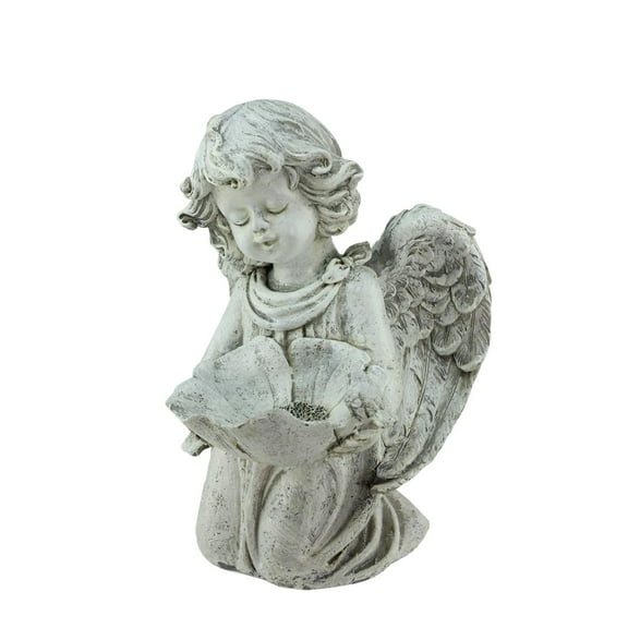 Northlight 9.5" Heavenly Gardens Distressed Kneeling Cherub Angel Bird Feeder Outdoor Patio Garden Statue