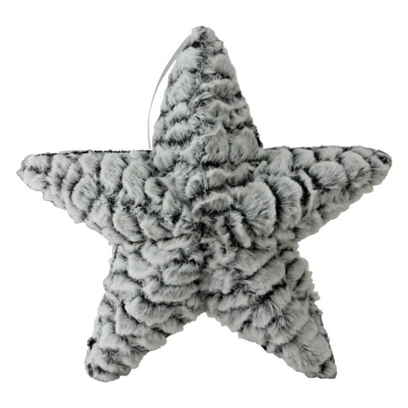 Northlight 9.5” Plush Star Christmas Ornament - Gray/White