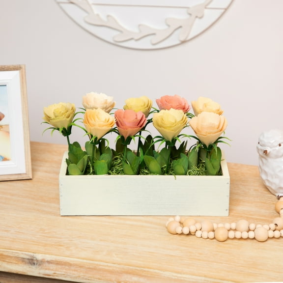 9.5" Yellow and White Potted Springtime Artificial Flowers