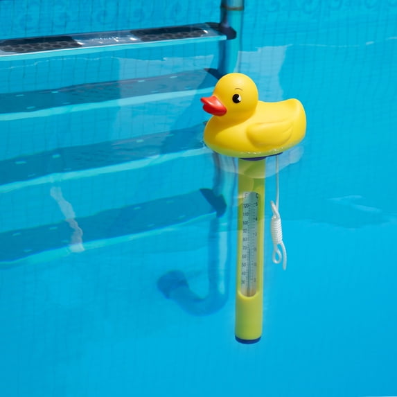 Northlight 9.5" Yellow Duck Floating Swimming Pool Thermometer with Cord