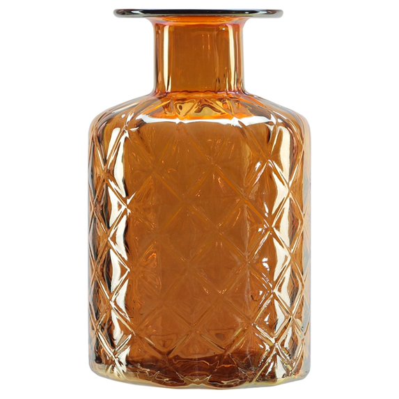 Northlight 9.75" Diamond Patterned Hand Blown Glass Vase - Orange