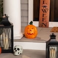 thumbnail image 1 of Northlight 9.75" Jack-O-Lantern Animated Double-Sided Halloween Pumpkin - Orange/Green, 1 of 10