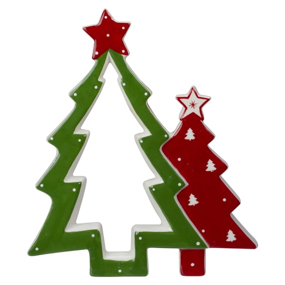 Northlight 9" Green and Red Ceramic Christmas Tree Tabletop Decoration