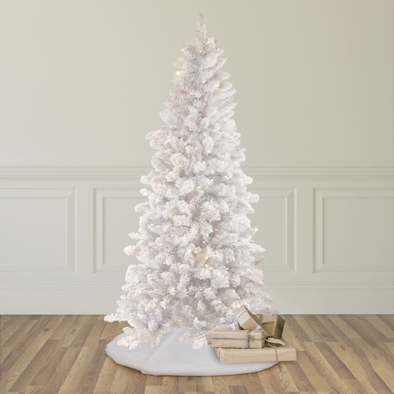 Northlight Pre-Lit Flocked Norway White Pine Artificial Christmas Tree - 9' - Warm White LED Lights