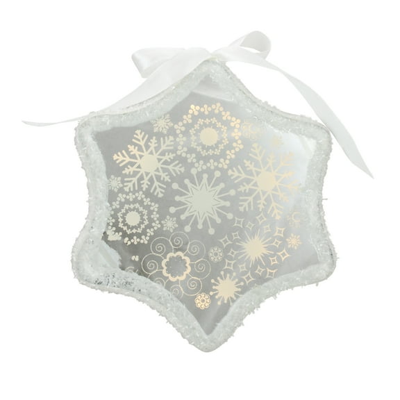 Northlight 9" Pre-Lit LED Sparkle Snowflake Scene Snowflake Christmas Ornament - White