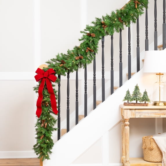 Northlight 9' x 12" Prelit Dakota Red Pine Artificial Christmas Garland - Clear Lights