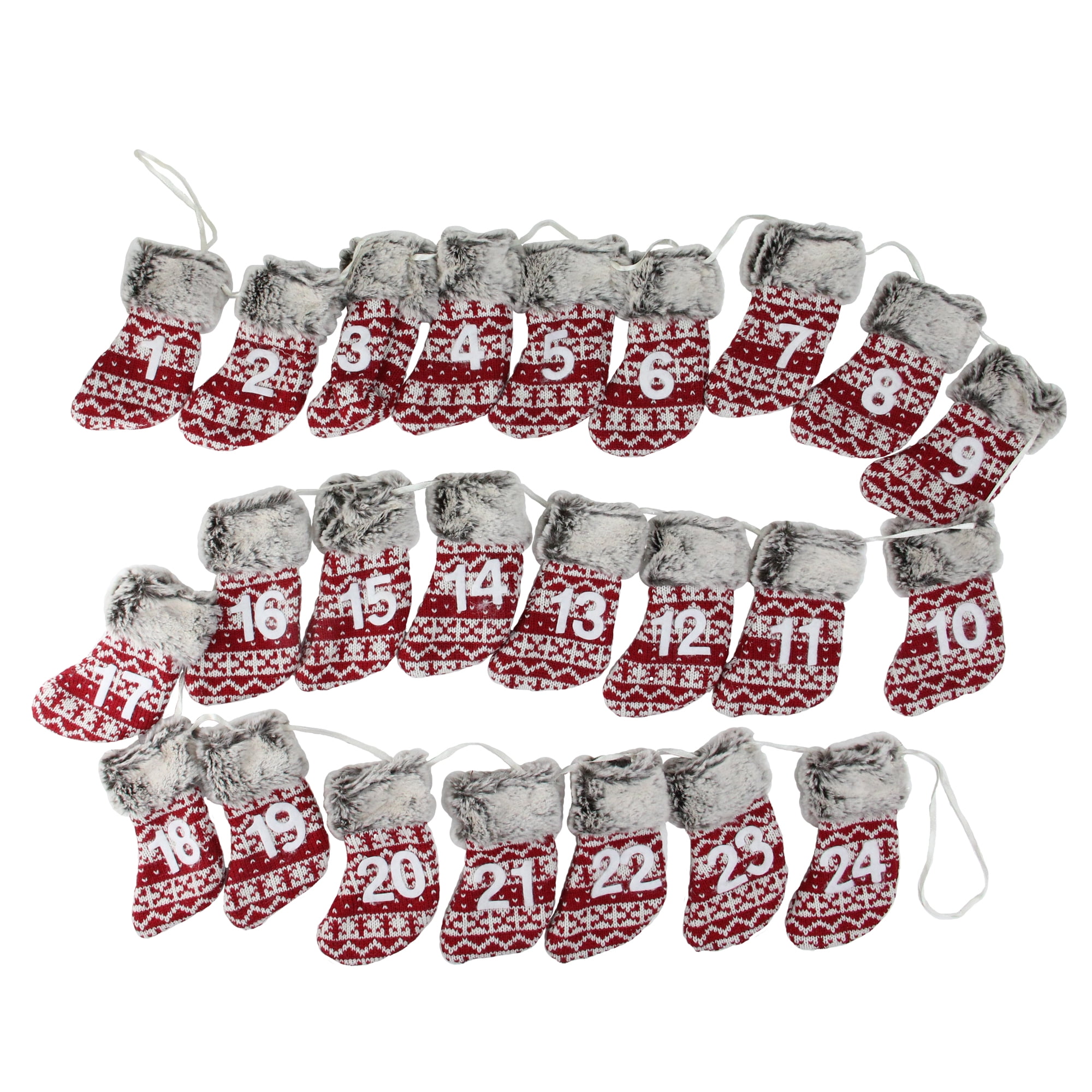 Northlight 94" Unlit Red/White Countdown Stocking Christmas Garland