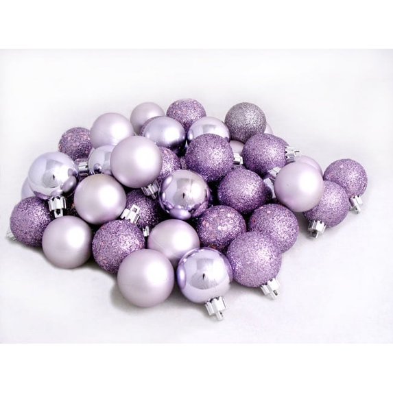 96ct Lavender Purple Shatterproof 4-Finish Christmas Ball Ornaments 1.5" (40mm)