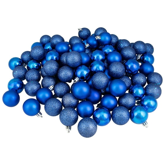 Northlight 96ct Shatterproof 4-Finish Christmas Ball Ornament Set 1.5" - Blue