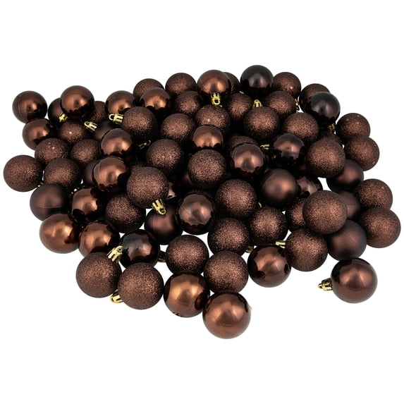 Northlight 96ct Shatterproof 4-Finish Christmas Ball Ornament Set 1.5" - Brown