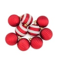 thumbnail image 1 of Northlight 9ct Matte Glitter Striped Shatterproof Christmas Ball Ornament Set 2" - Red/White, 1 of 3