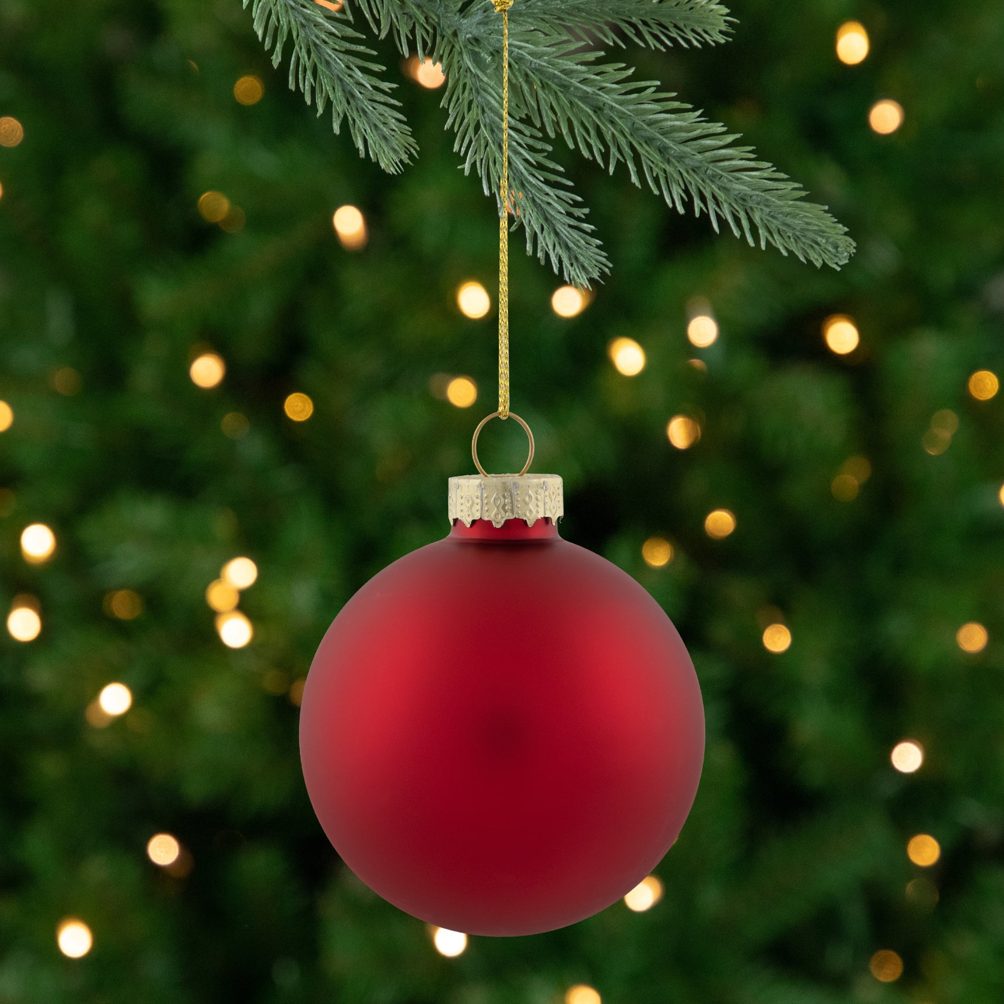 Red Matte and Shiny Glass Ball Christmas Ornaments Set of 9