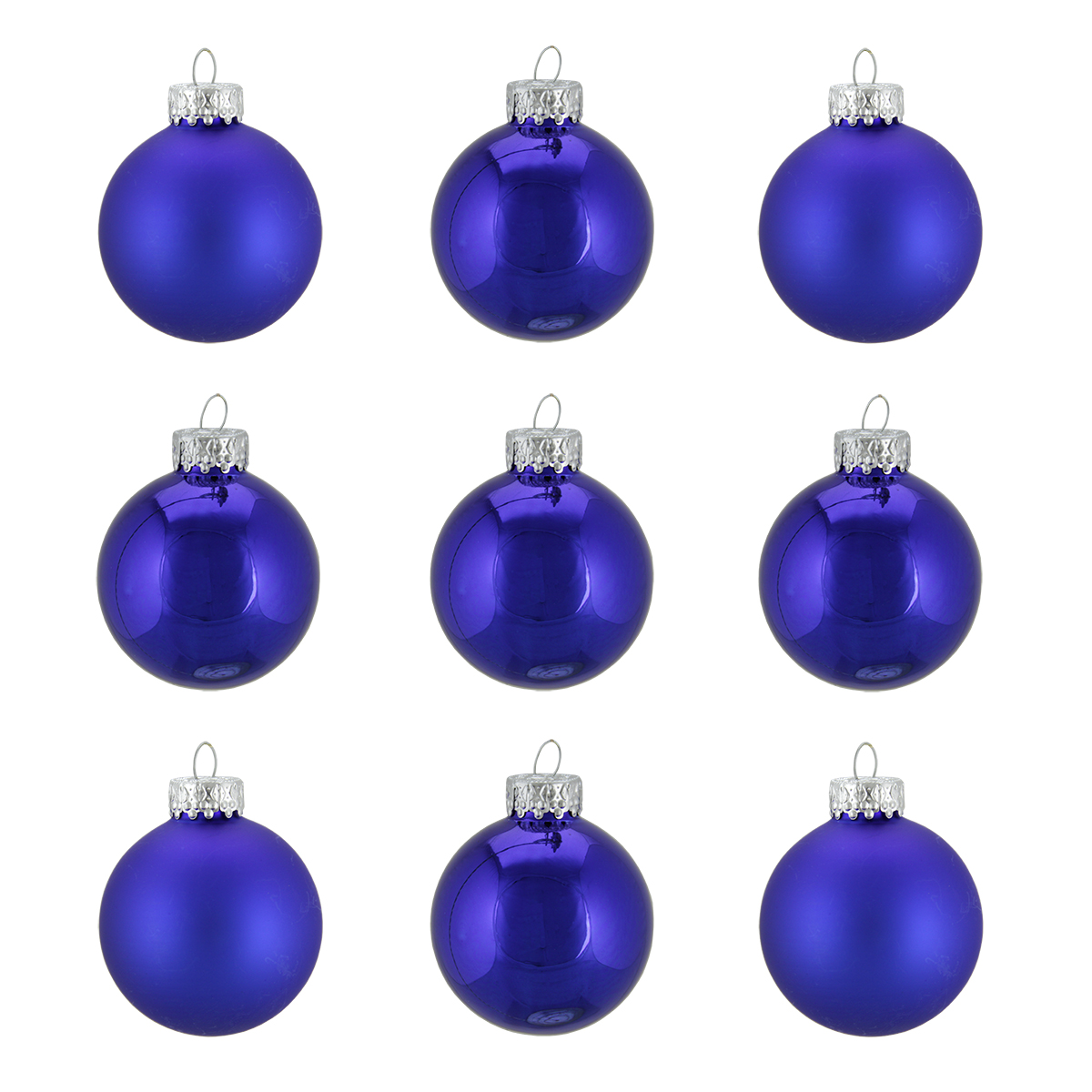 Northlight 9ct Shiny and Matte Cobalt Blue Glass Ball Christmas Ornaments 2" (50mm) - image 1 of 1