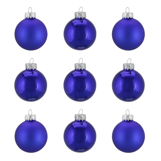 Northlight 9ct Shiny and Matte Cobalt Blue Glass Ball Christmas Ornaments 2" (50mm)