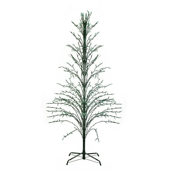 Northlight 9' Green Lighted Christmas Cascade Twig Tree Outdoor Decoration - Green Lights