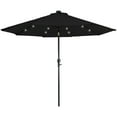 thumbnail image 1 of Northlight 9ft Solar Lighted Outdoor Patio Market Umbrella with Hand Crank and Tilt, Black, 1 of 6
