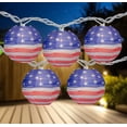 thumbnail image 1 of Northlight American Flag Paper Lantern Patriotic Patio Lights - 8.5' - White Wire - 10ct, 1 of 8