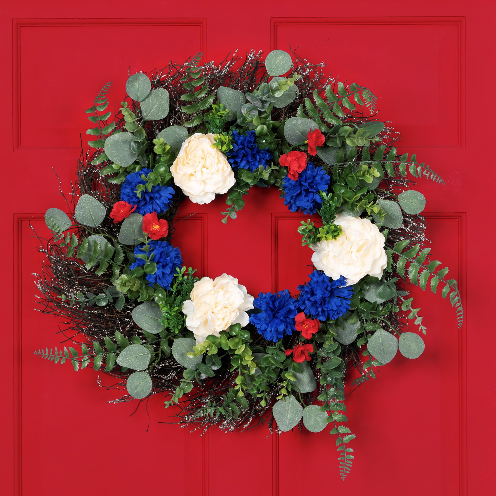 Northlight Americana Mixed Foliage and Florals Wreath - Thumbnail 2
