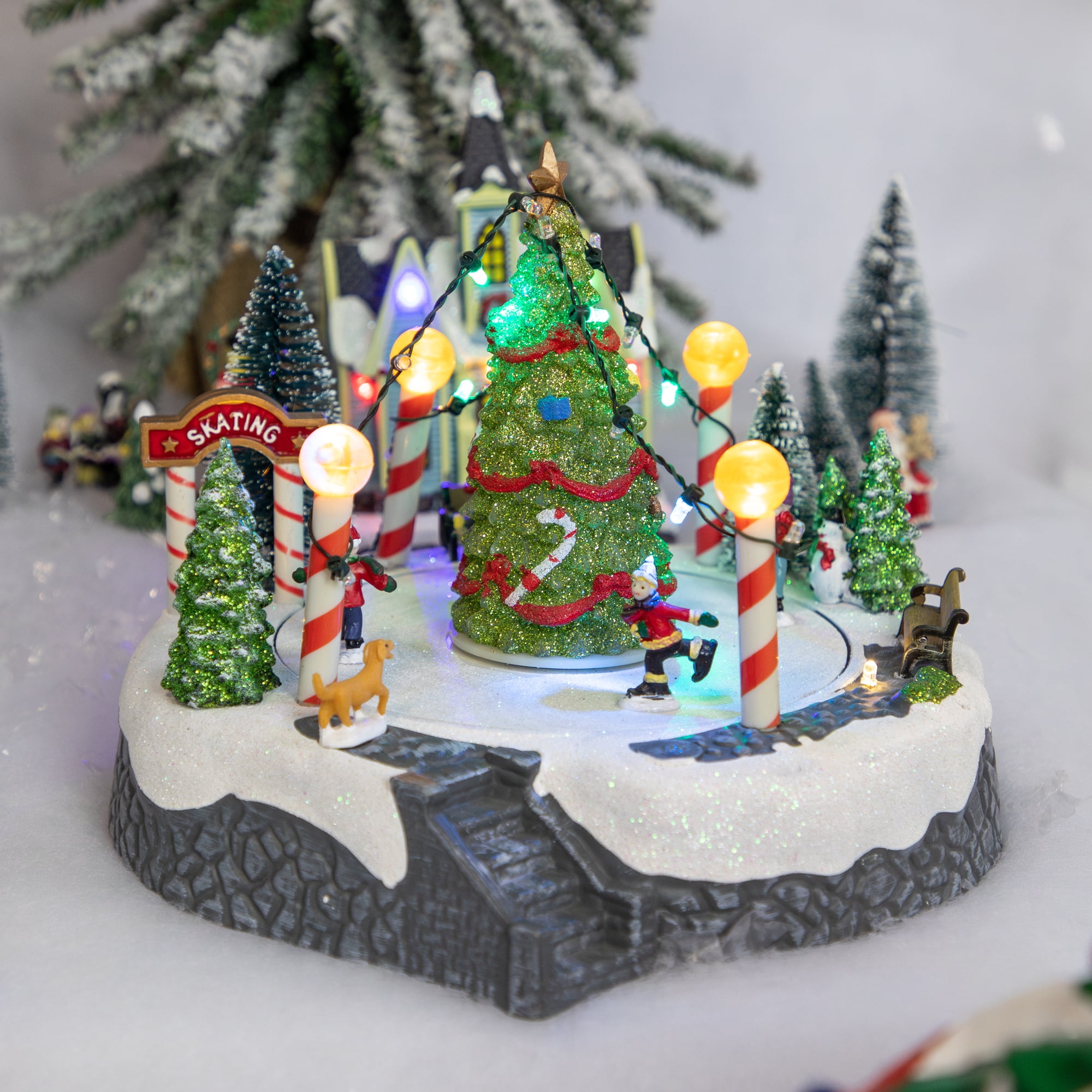 Northlight Animated and Musical Ice Skaters Christmas Scene LED Lighted ...