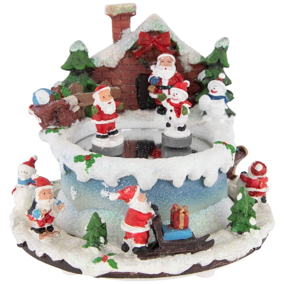Northlight Animated and Musical Santa Claus Christmas Ice Skating Scene - 6"
